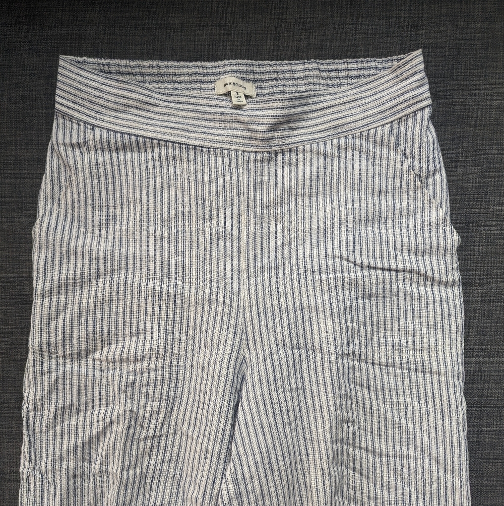 Max Studio Striped Wide Leg Pants - Blue and White